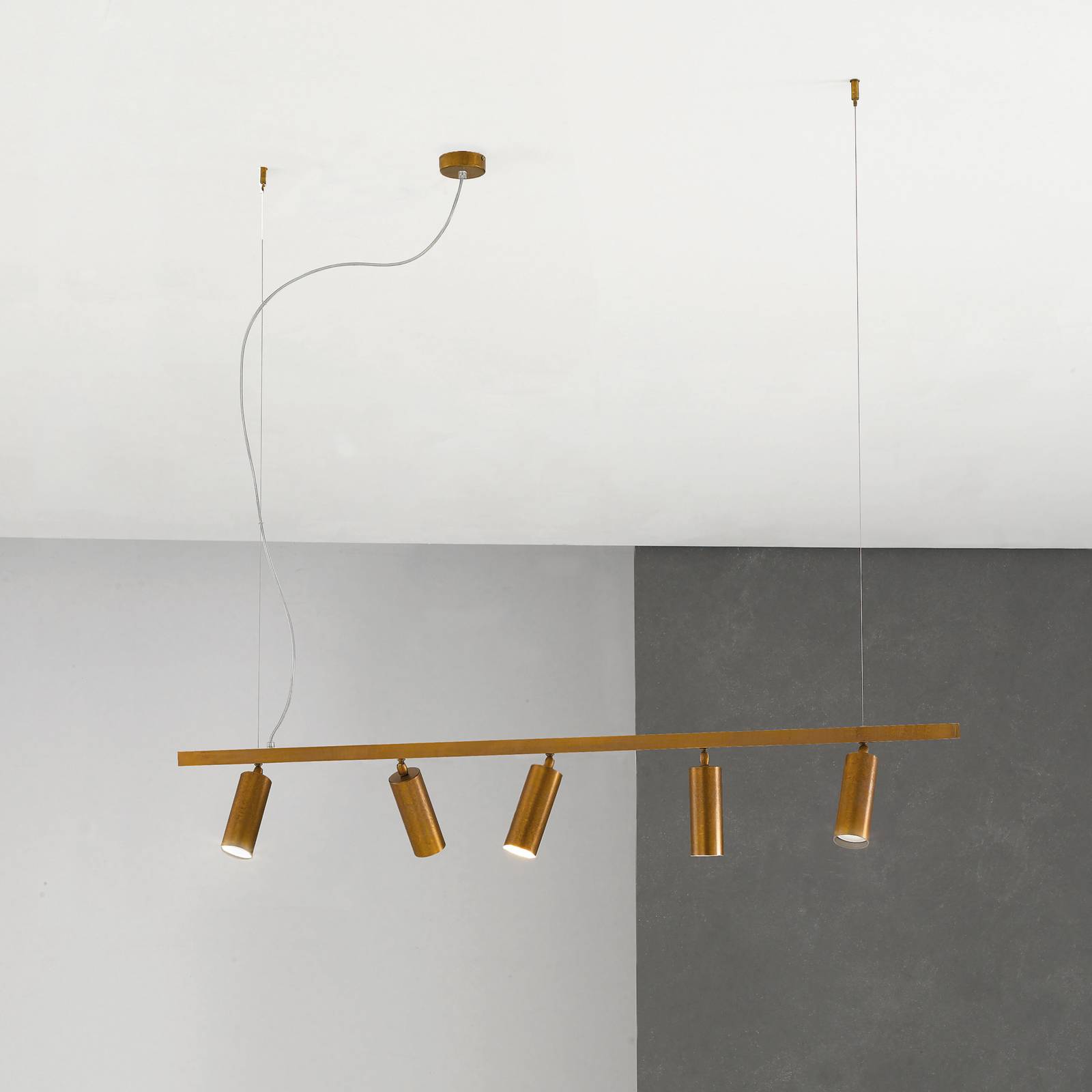 Cremasco Suspension 7531, laiton bruni, à 5 lampes, GU10