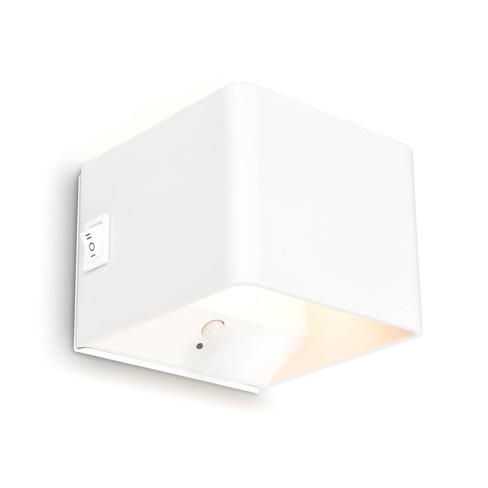 LED-Akku-Wandlampe Barro, weiß, Breite 8 cm, Metall, Sensor