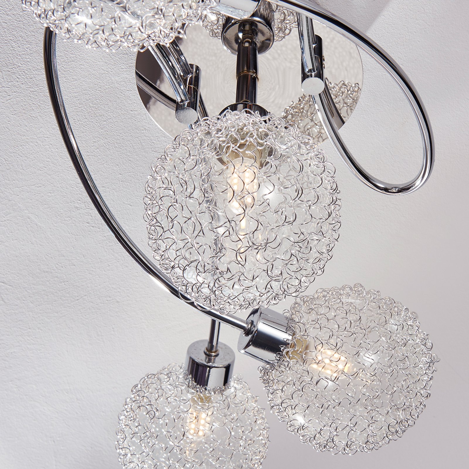 Lindby Deckenlampe Ticino, 65 cm, 5-flammig, Metall, Glas