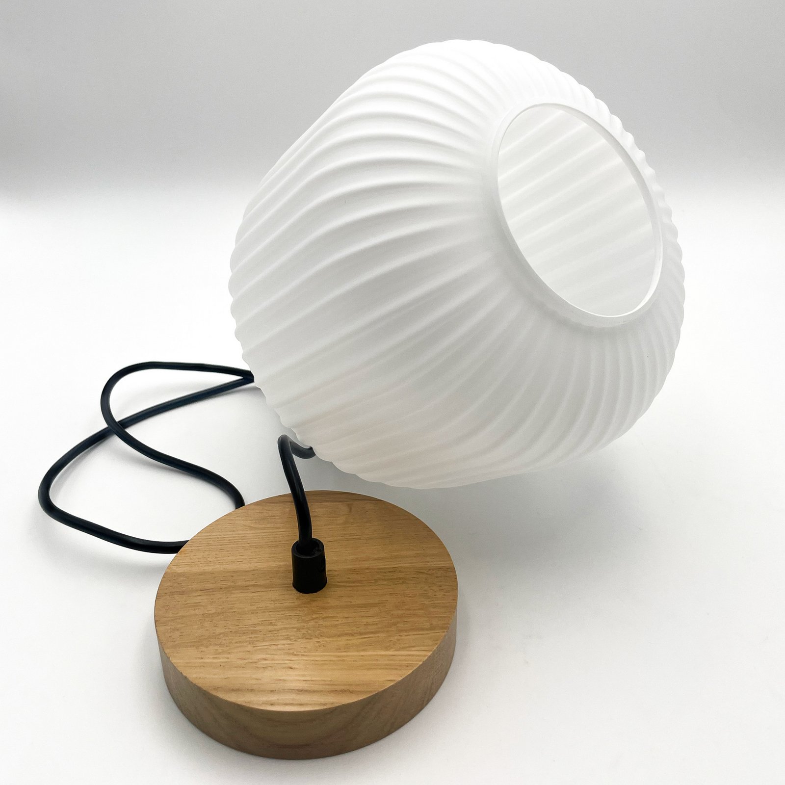 Hängeleuchte Harmony, Ø 20 cm, Opalglas, Eichenholz, E27