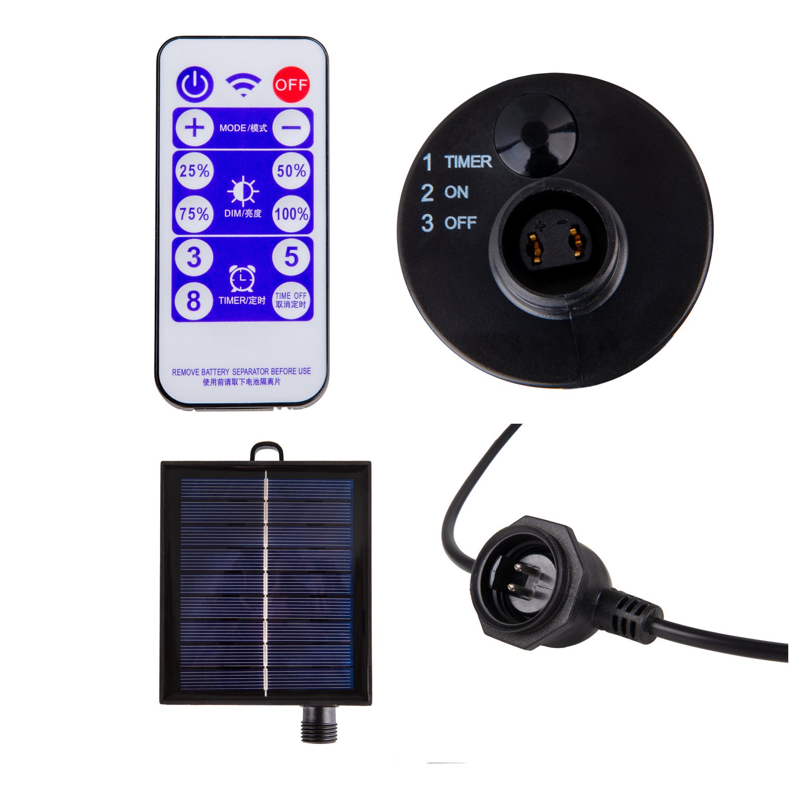 LED-Solar-Lichterkette CADENA, RGB, schwarz, 10-flg., 10 m