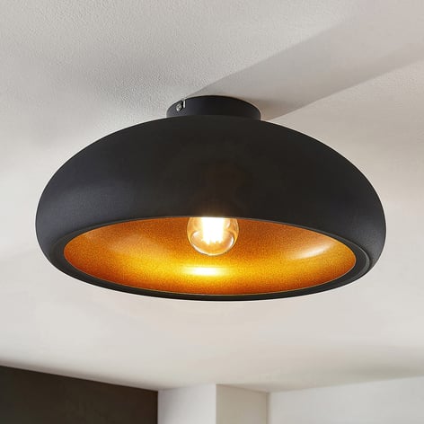 Metall-Deckenlampe Gerwina, schwarz-gold
