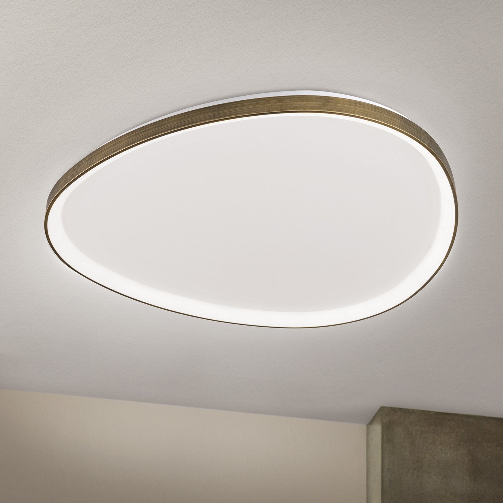 ORION Plafonieră Charlie LED Ø 80 cm alb opal culoare alamă antică - Camera de zi / sufragerie - Modern - alb opal alamă antică - Plastic
