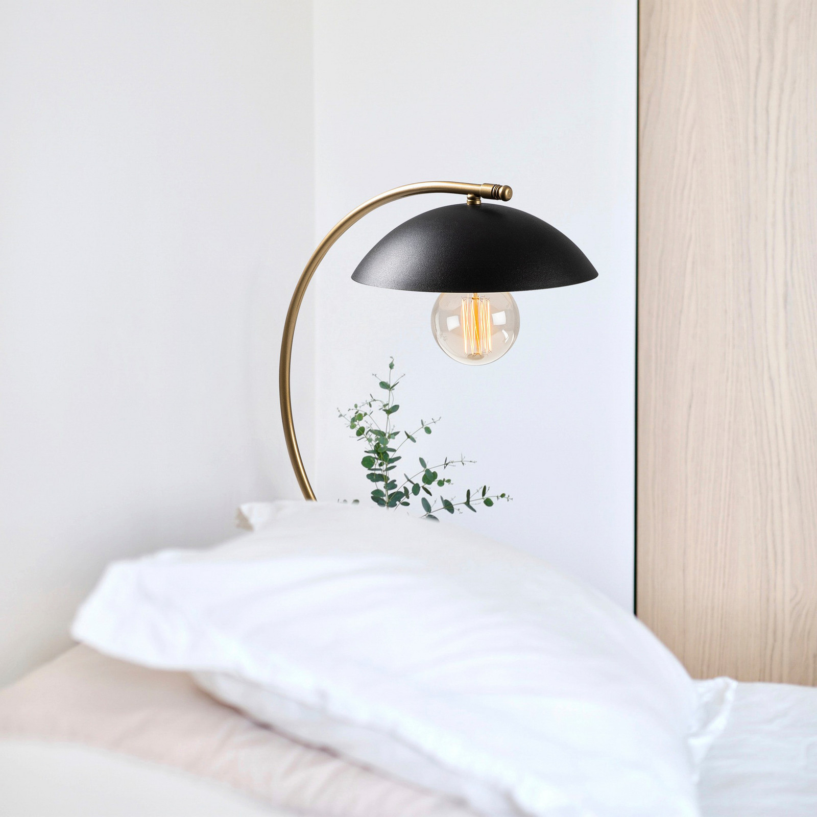 Opviq Lampă de masă Sivani NT-150 aurie suport curbat - Camera de zi / sufragerie - modern - negru auriu - Metal