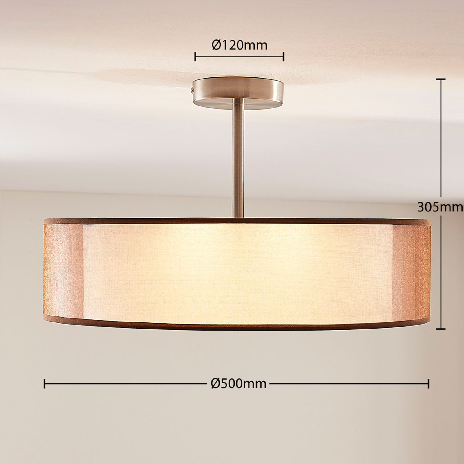 Pikka LED ceiling lamp, 3 dimmable levels, brown | Lights.co.uk