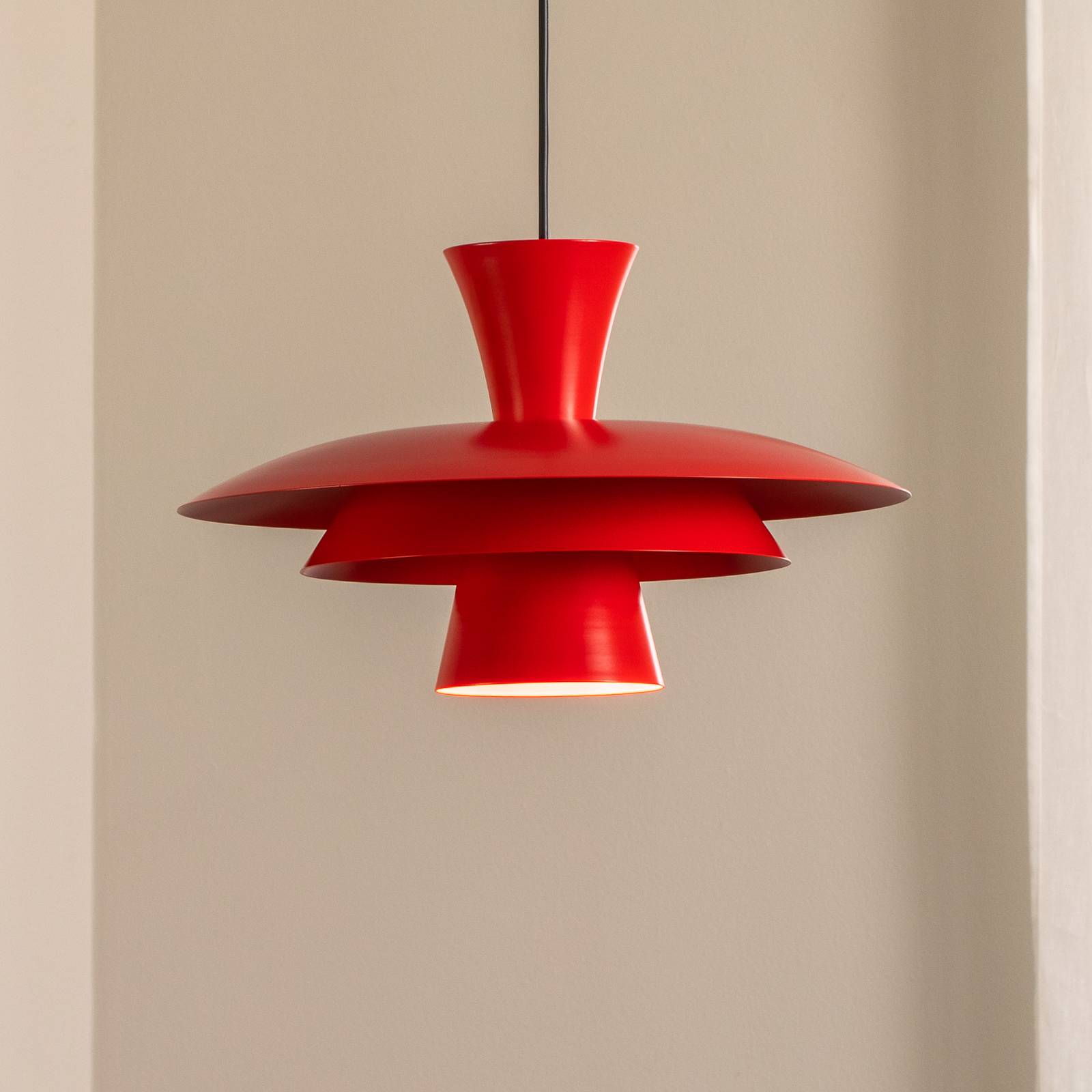 Hängeleuchte Plato, rot, Metall, Ø 38 cm, E27 günstig online kaufen