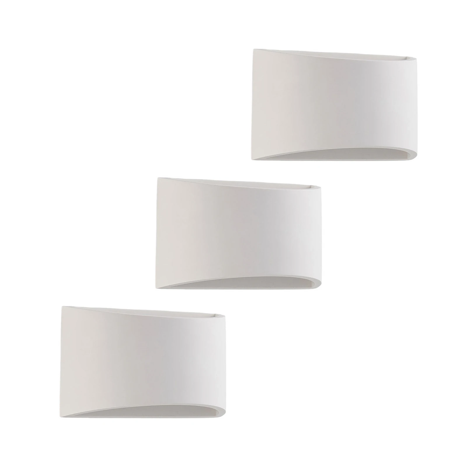 Lindby Wandleuchte Heiko, 3er-Set, up/down, Gips, weiß
