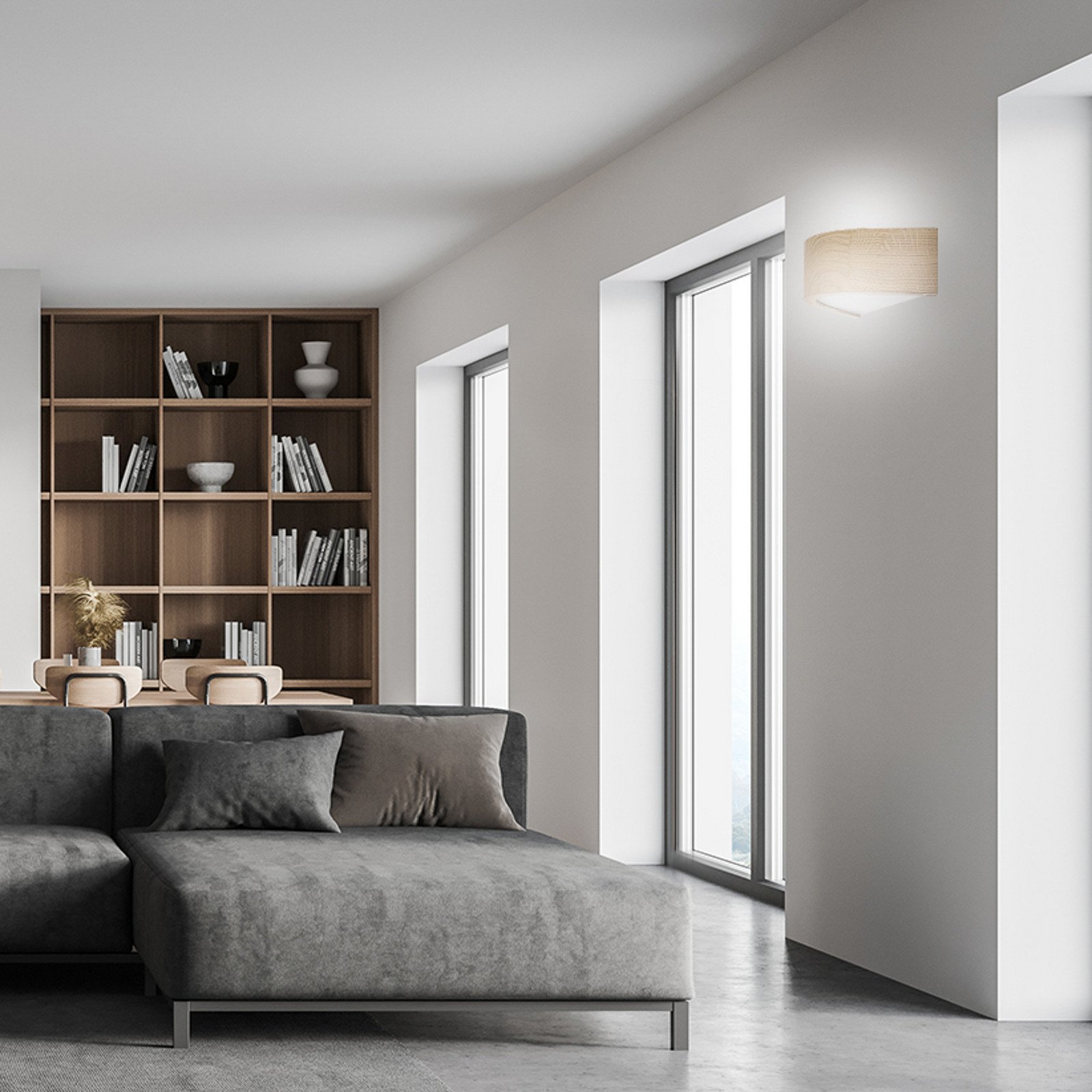 TEMAR LIGHTING Aplică de perete Cleo D1DR410 lemn de stejar lungime 41 cm E27 - Camera de zi / sufragerie - Modern - stejar alb