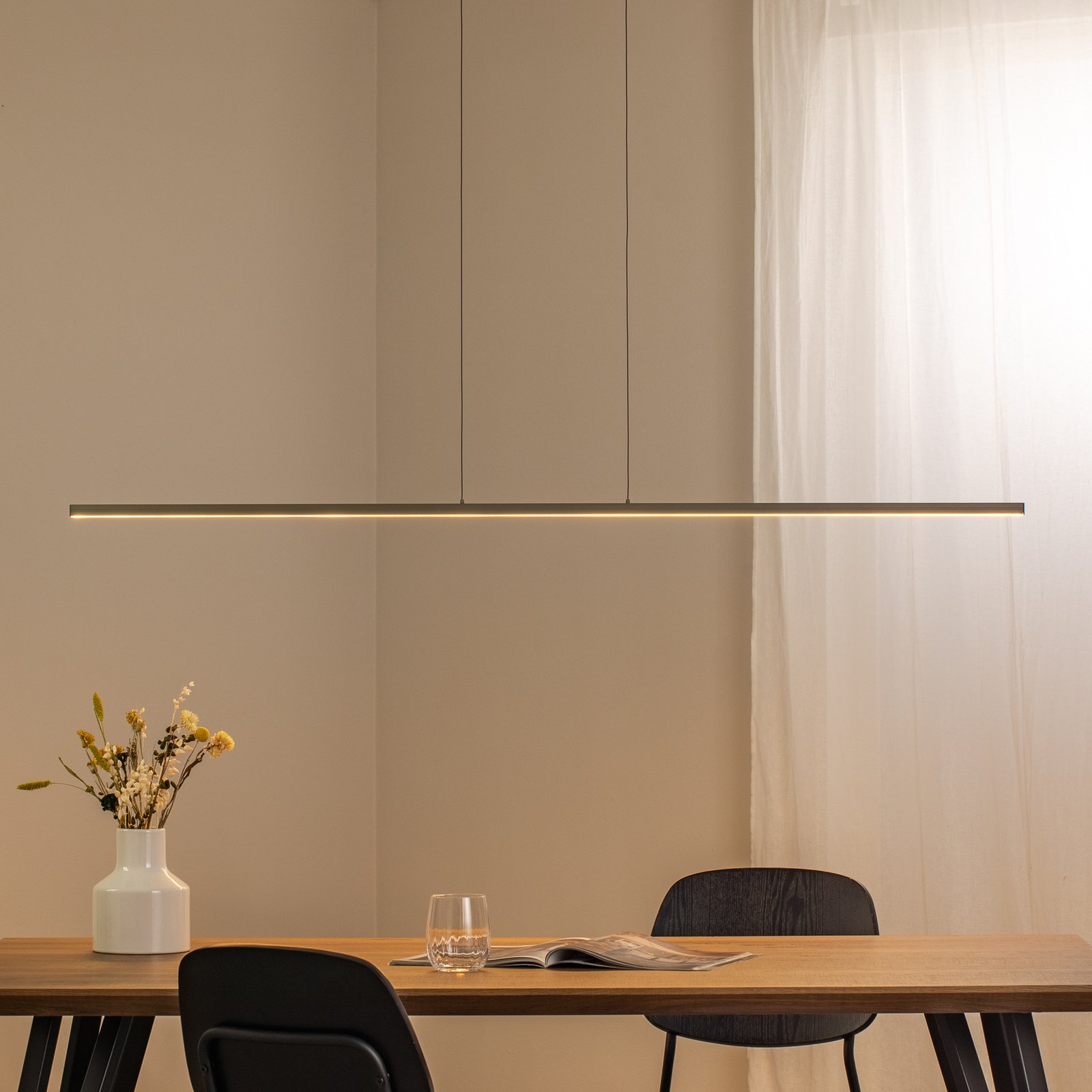 LED-Hängeleuchte BAR, olivgrün, Länge 150 cm, Metall, 32 W