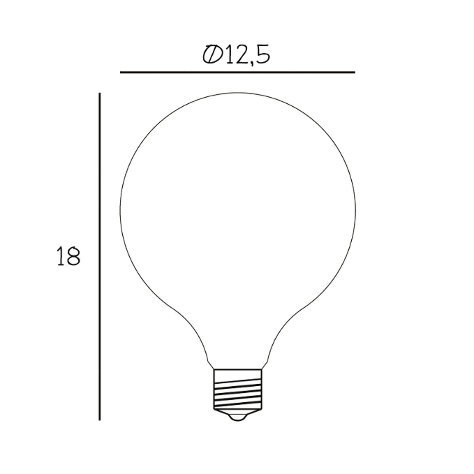 LED izzó Globe, E27, Ø 12,5 cm, matt, 5 W, 2200 K