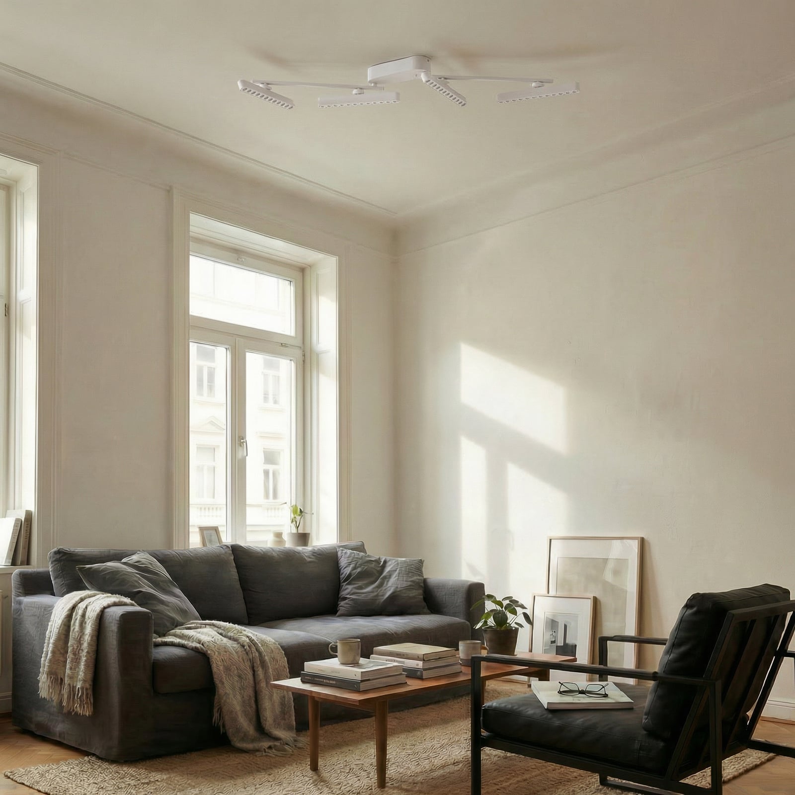 Lindby LED reflektor Eldrin, bílý, 4 světla, světelné body