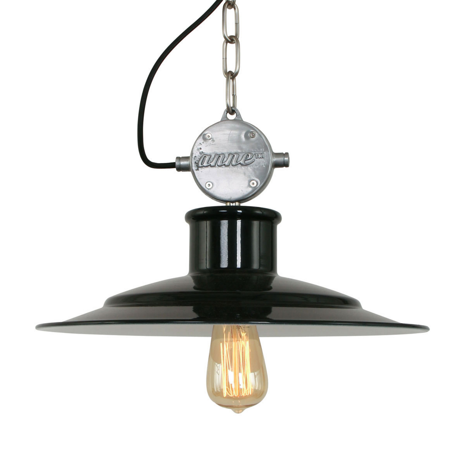 Steinhauer Milstone - lampă pendul industrială pe negru L07 - Camera de zi / sufragerie - Design industrial - negru alb nichel mat - Metal