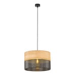 Lampă de suspendare Nicol, negru/efect lemn, Ø 38 cm, 1 lumină, 1 x E27