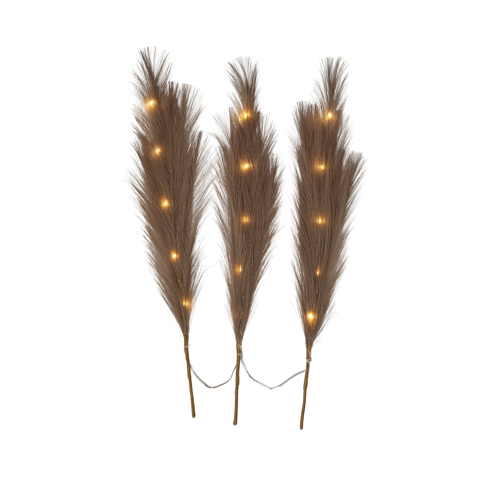 Ozdobne piórka LED „Plumes”, brązowe, 3 gałązki, 15 piór, poliester Ozdobne piórka LED „Plumes”, brązowe, 3 gałązki, 15 piór, poliester