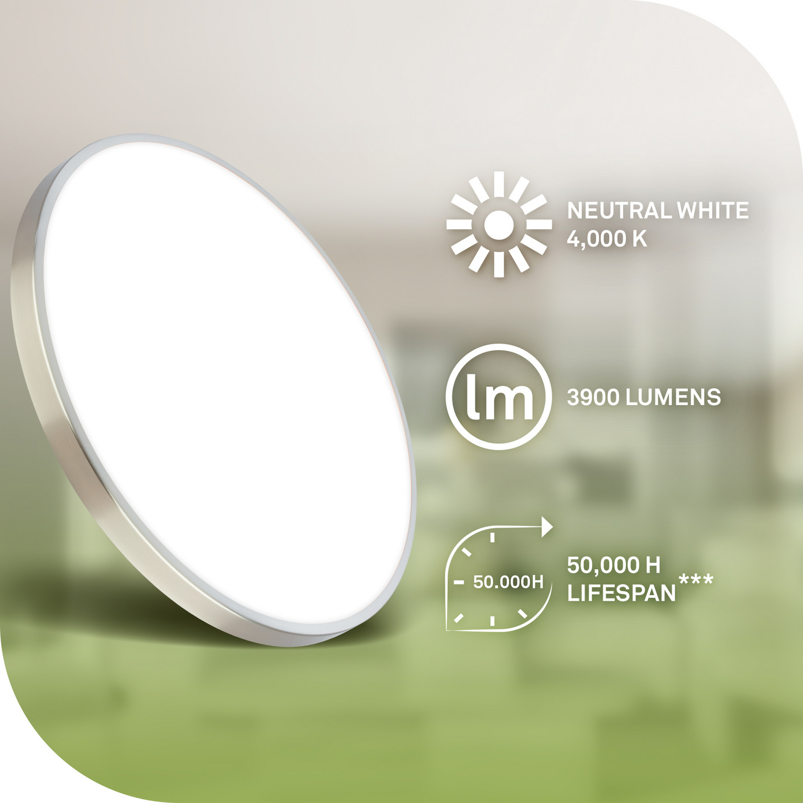 Stropné LED svetlo Kaida, matný nikl, Ø 38 cm, EEK A, 4 000 K