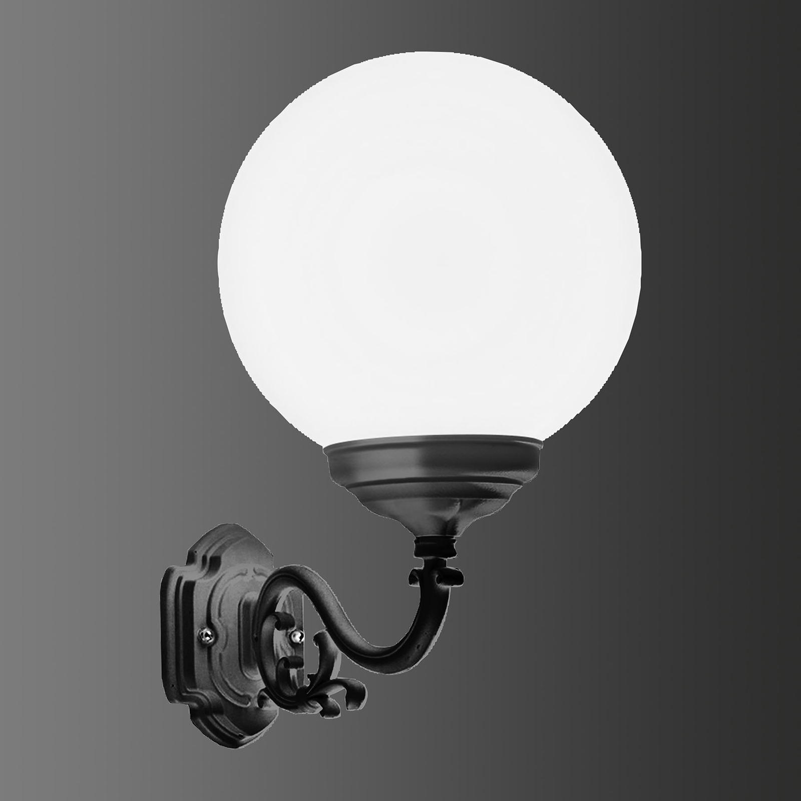 Zunanja stenska svetilka 1140, globusno senčilo, črna/bela