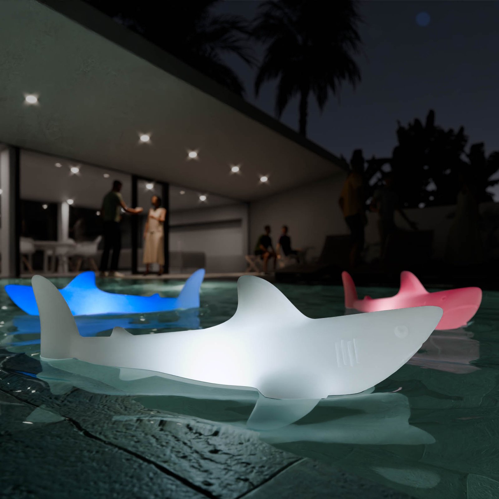 LED svetilka za polnjenje BOBB the shark lamp, plavajoča, RGBW