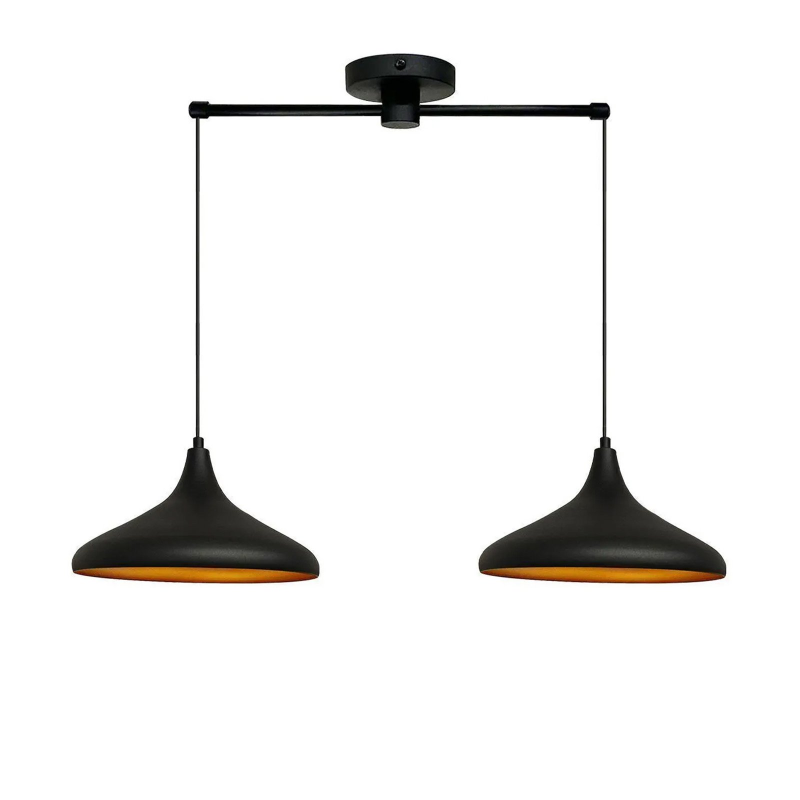 Hängeleuchte Claus, schwarz, Länge 85 cm, 2-flammig, Metall