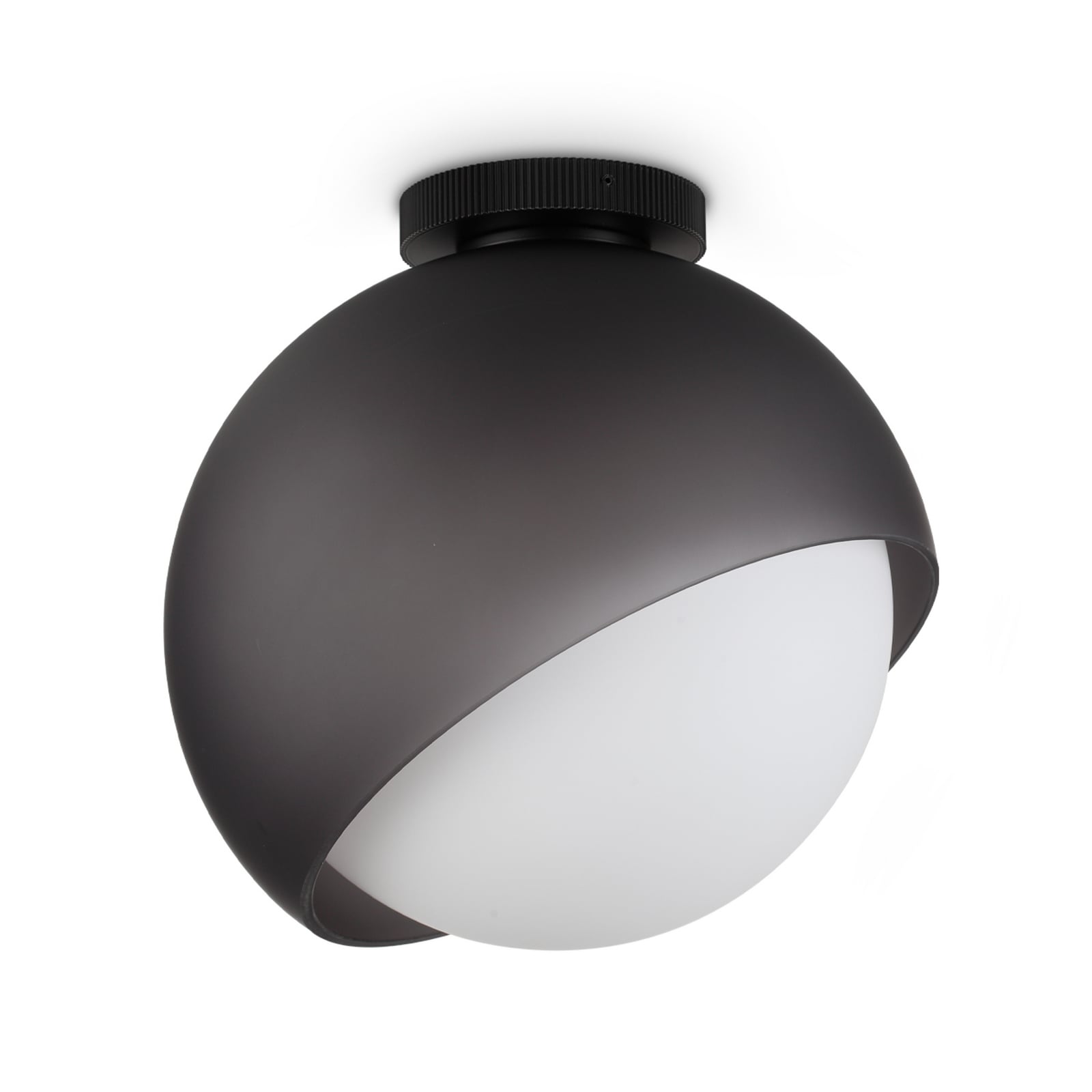 Φωτιστικό οροφής IDEAL LUX Bloom, Ø 30 cm, μαύρο, μέταλλο/γυαλί