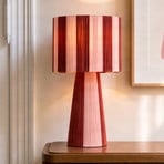 Lampe à poser Lindby Suly, rouge/rose, coton, hauteur 40 cm