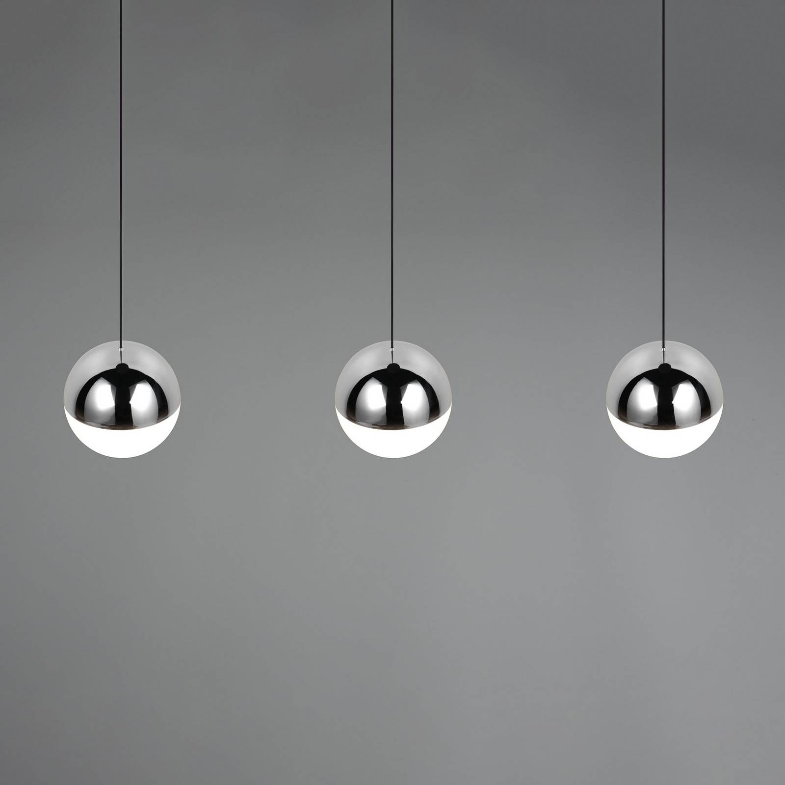 Reality Leuchten LED hanglamp Senta, chroom, lengte 62 cm, 4.000 K, 3-lamps.