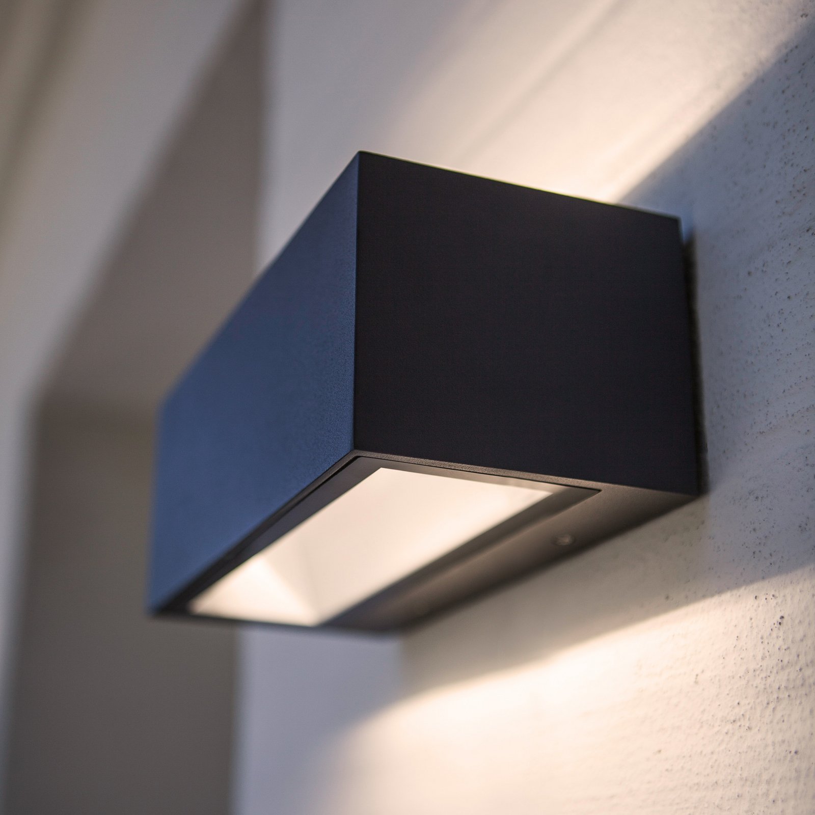 Außenwandlampe Gemini eckig anthrazit 16cm 3.000K