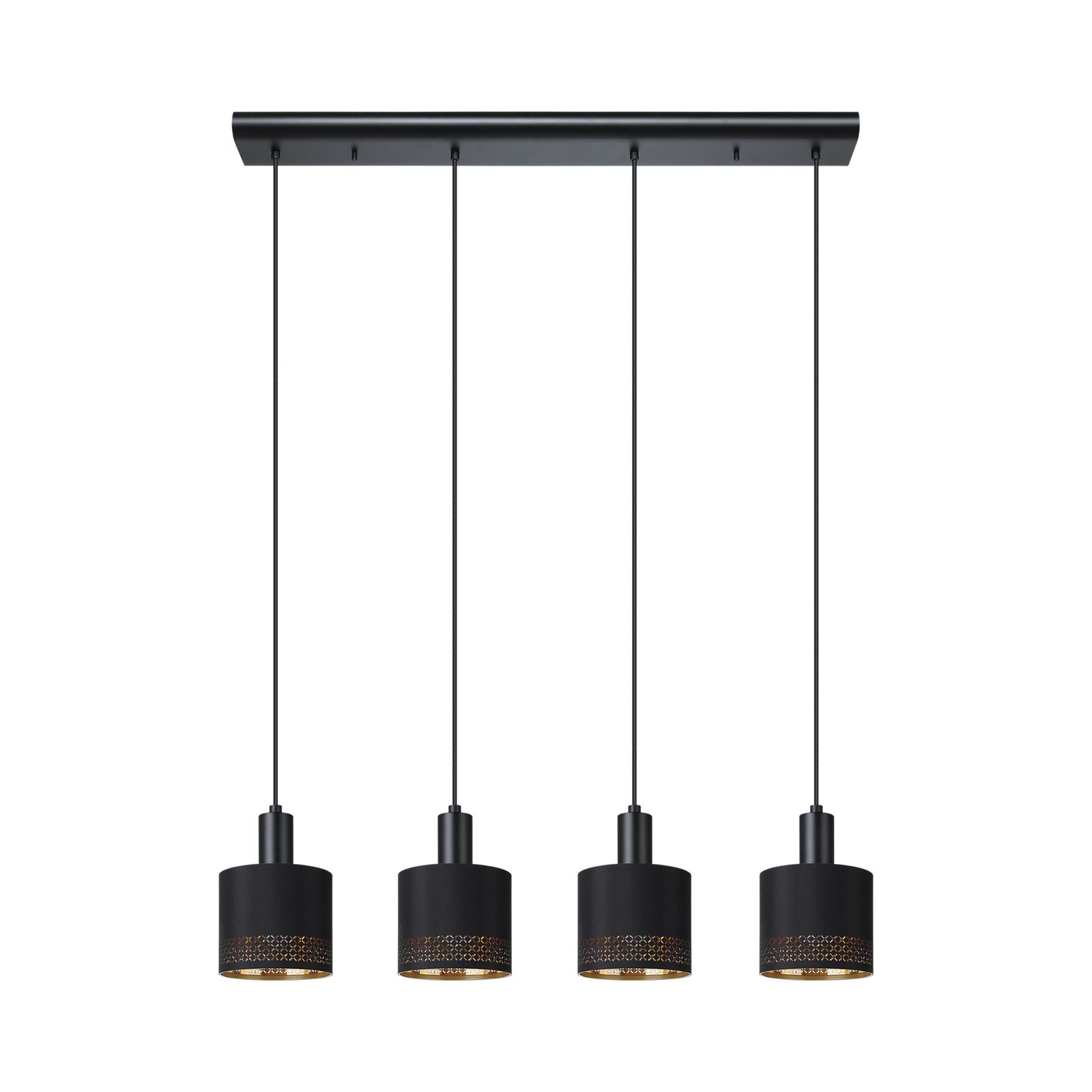 Hängeleuchte Esteperra, schwarz/gold, vierflammig