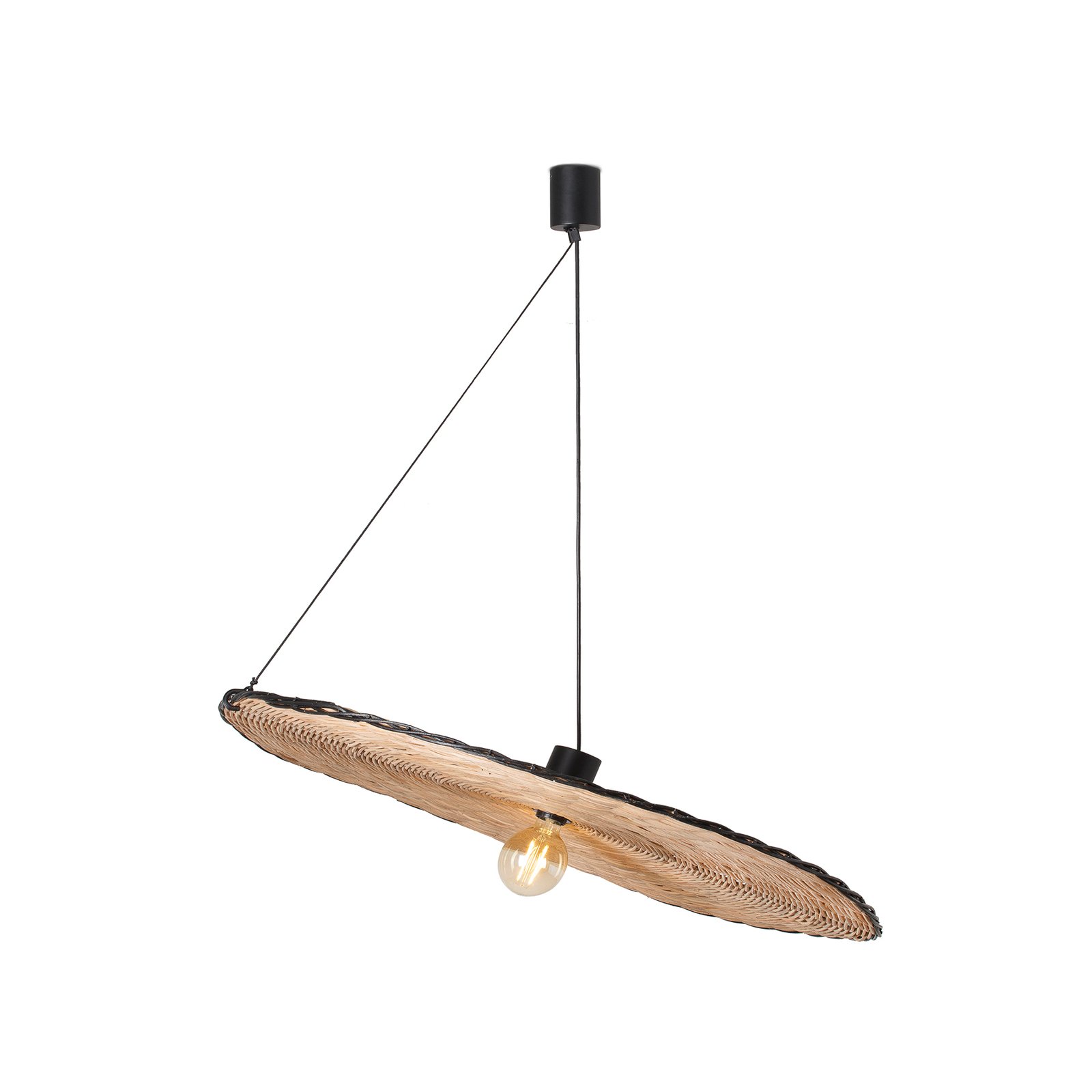 Lámpara colgante Costas, pantalla de ratán basculante, Ø 100cm