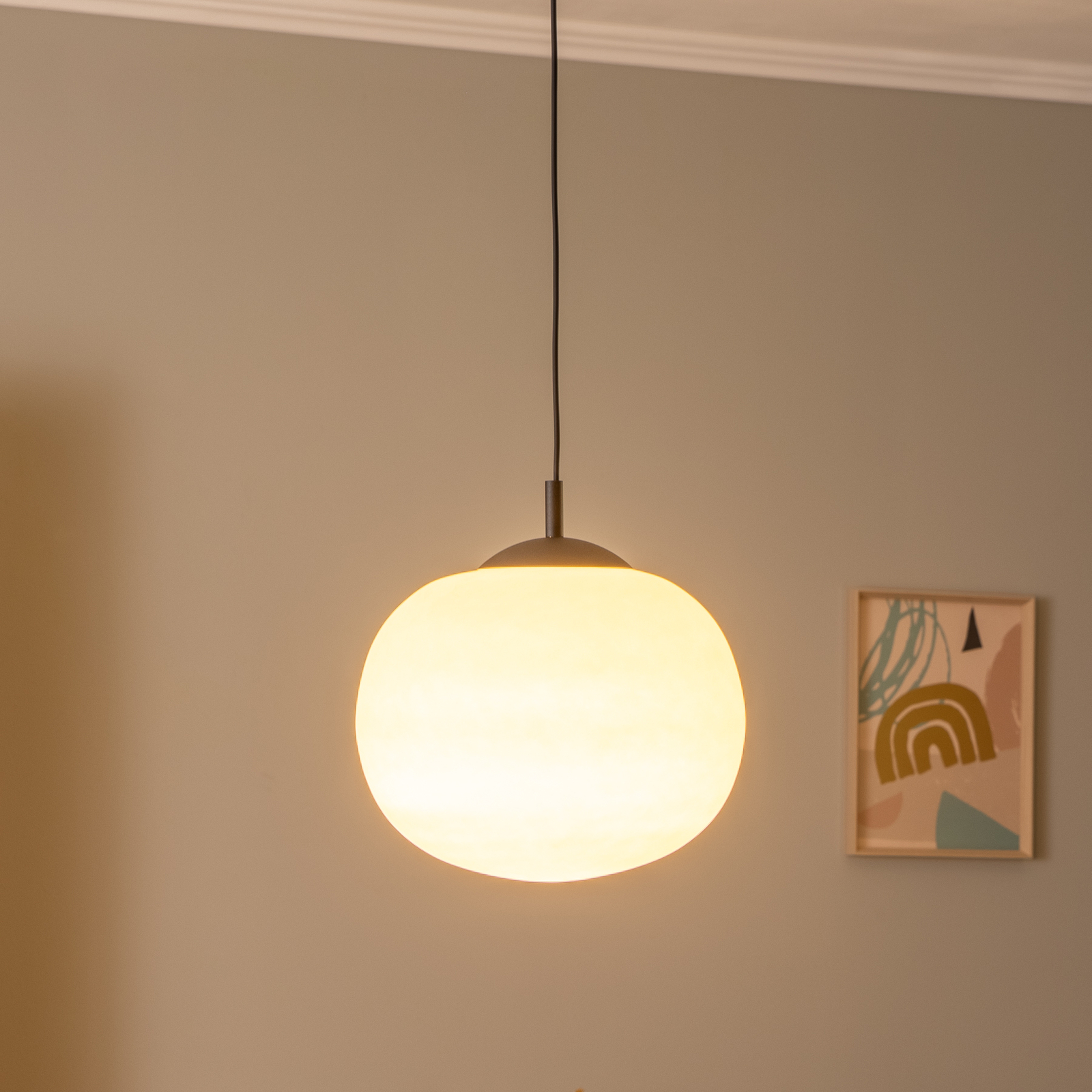 Lampada a sospensione Vibe, vetro bianco opalino, Ø 35 cm