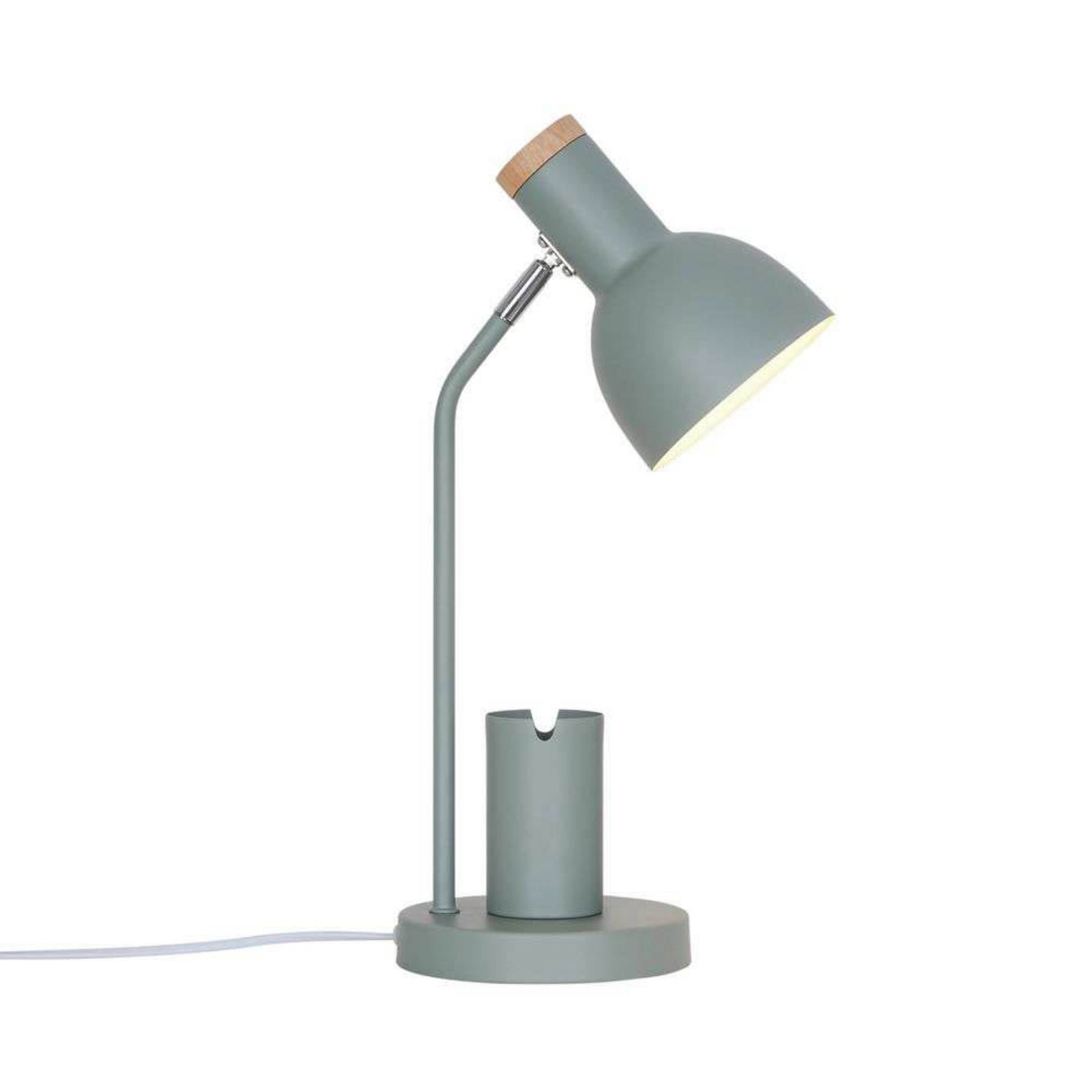 Lámpara de mesa Devone, verde polvo, altura 43 cm, metal