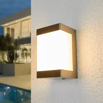 LED-Außenwandlampe Dodd, halbrund, edelstahl