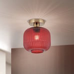 Plafonnier Carneval, rouge, Ø 20 cm, verre, E27
