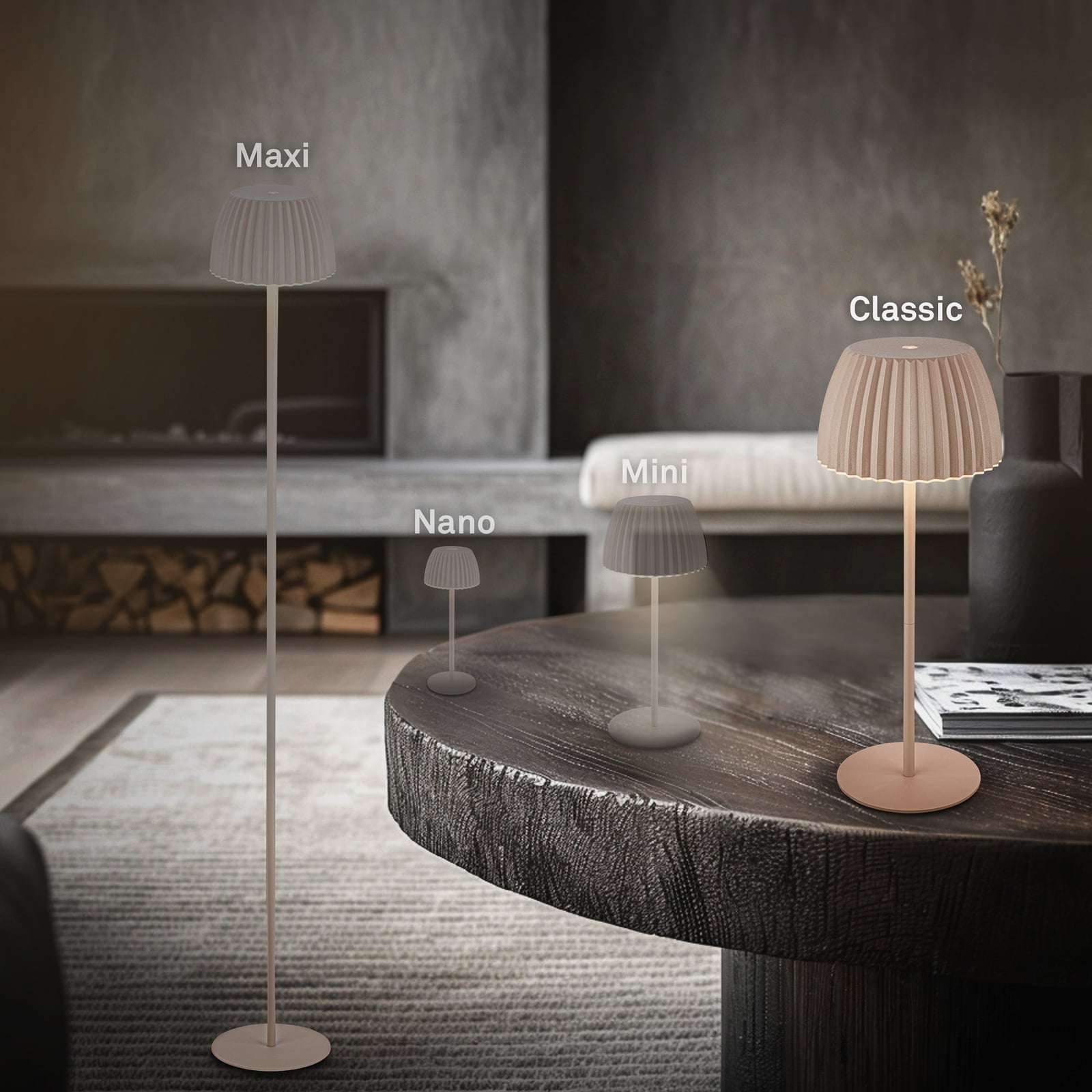 LED акумулаторна настолна лампа Brilo unplugged Riffle, 36 cm, бежова