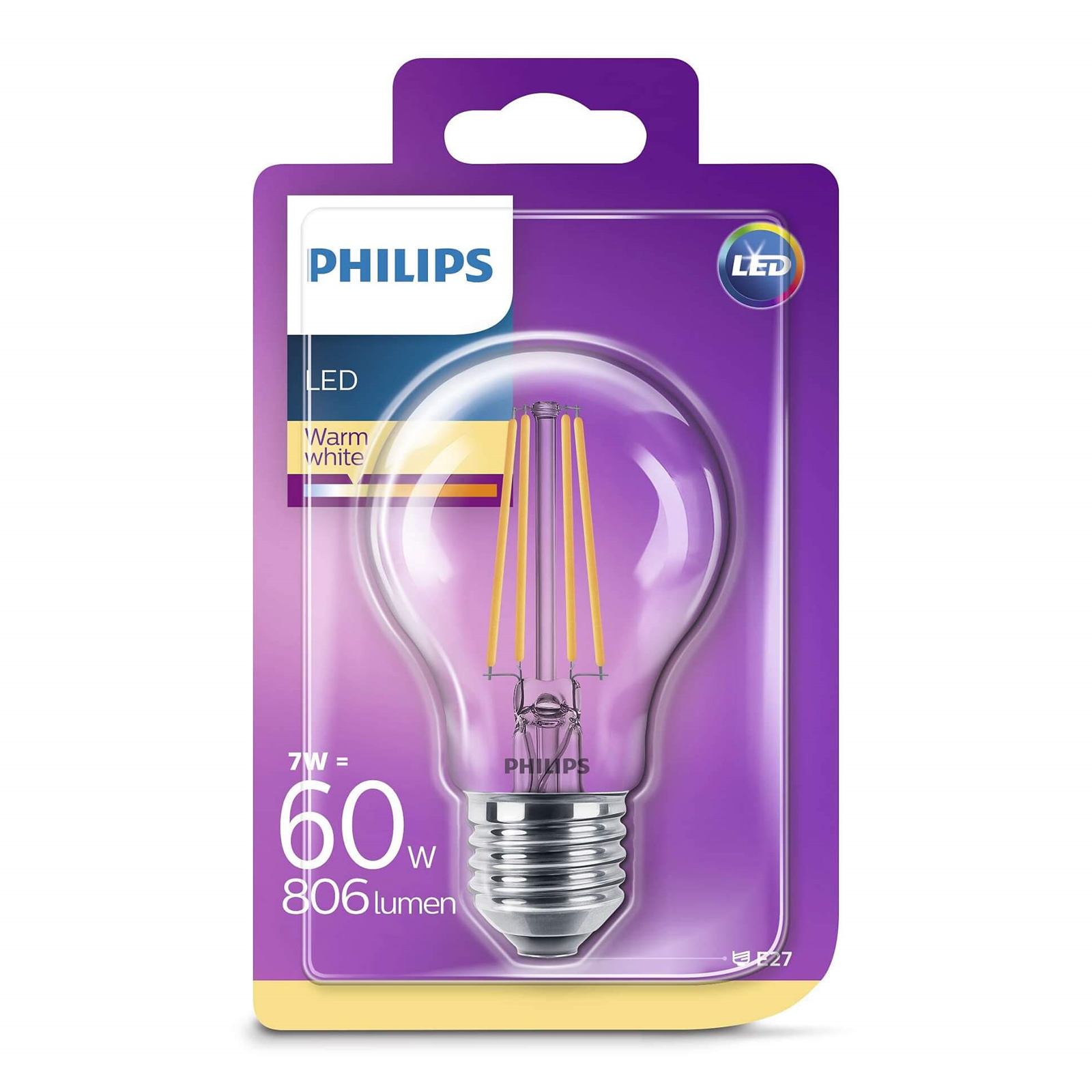 Bec LED Dekoration 7W Glass (806lm) E27 - Philips