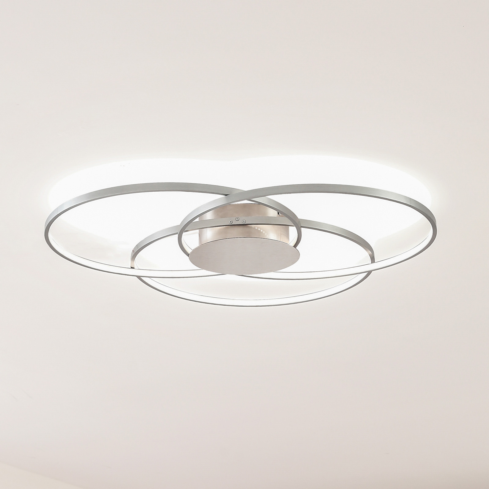 Lindby plafonieră LED Riley culoare aluminiu metal dimabil - Camera de zi / sufragerie - modern - aluminiu periat