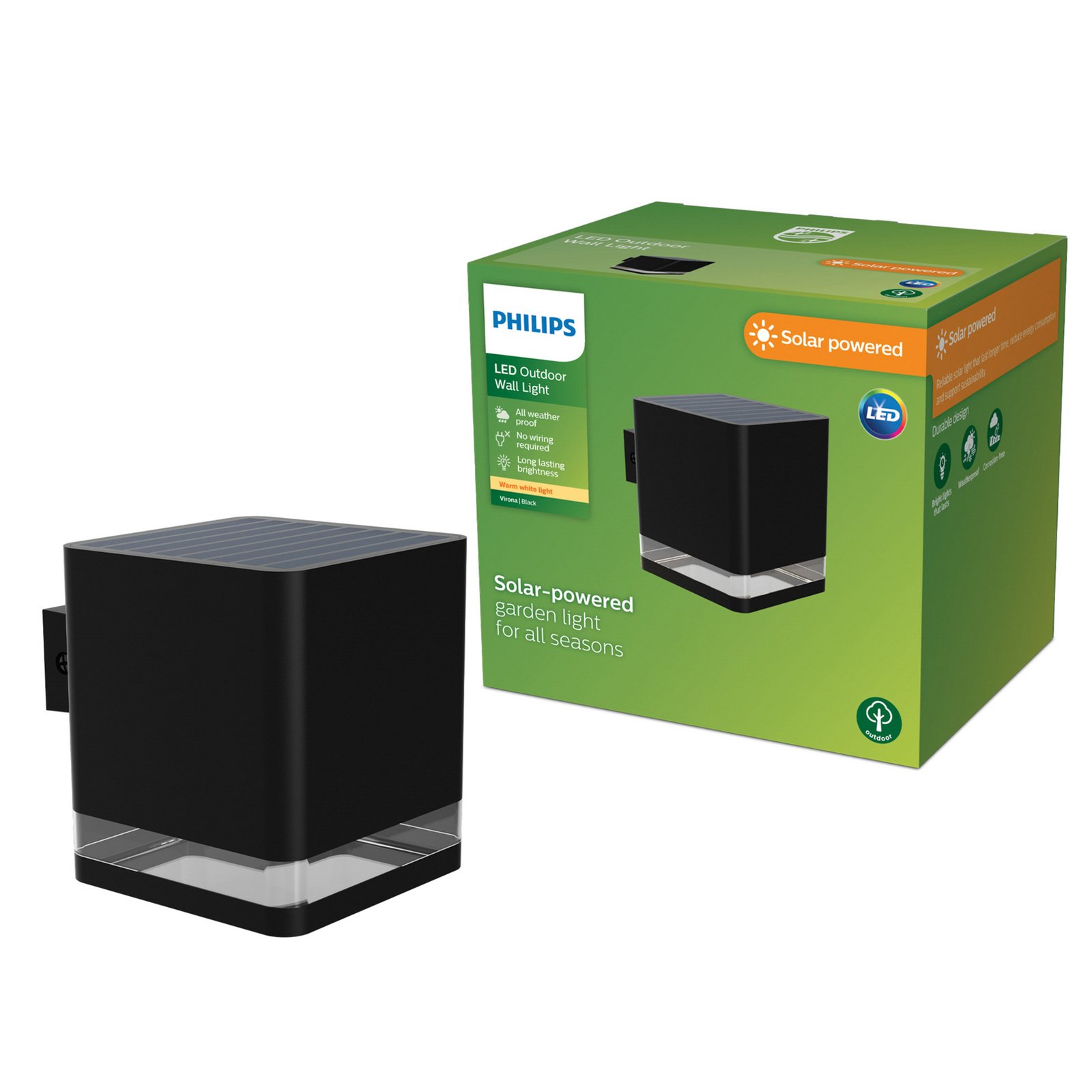 Philips LED-ulkoseinävalaisin Virona, musta, IP44