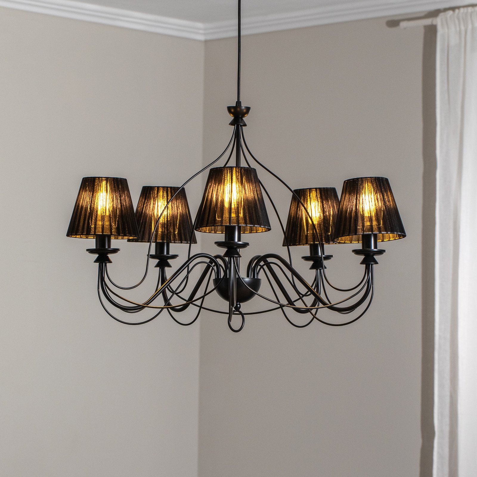 Candelabru Loris pe negru 5 becuri