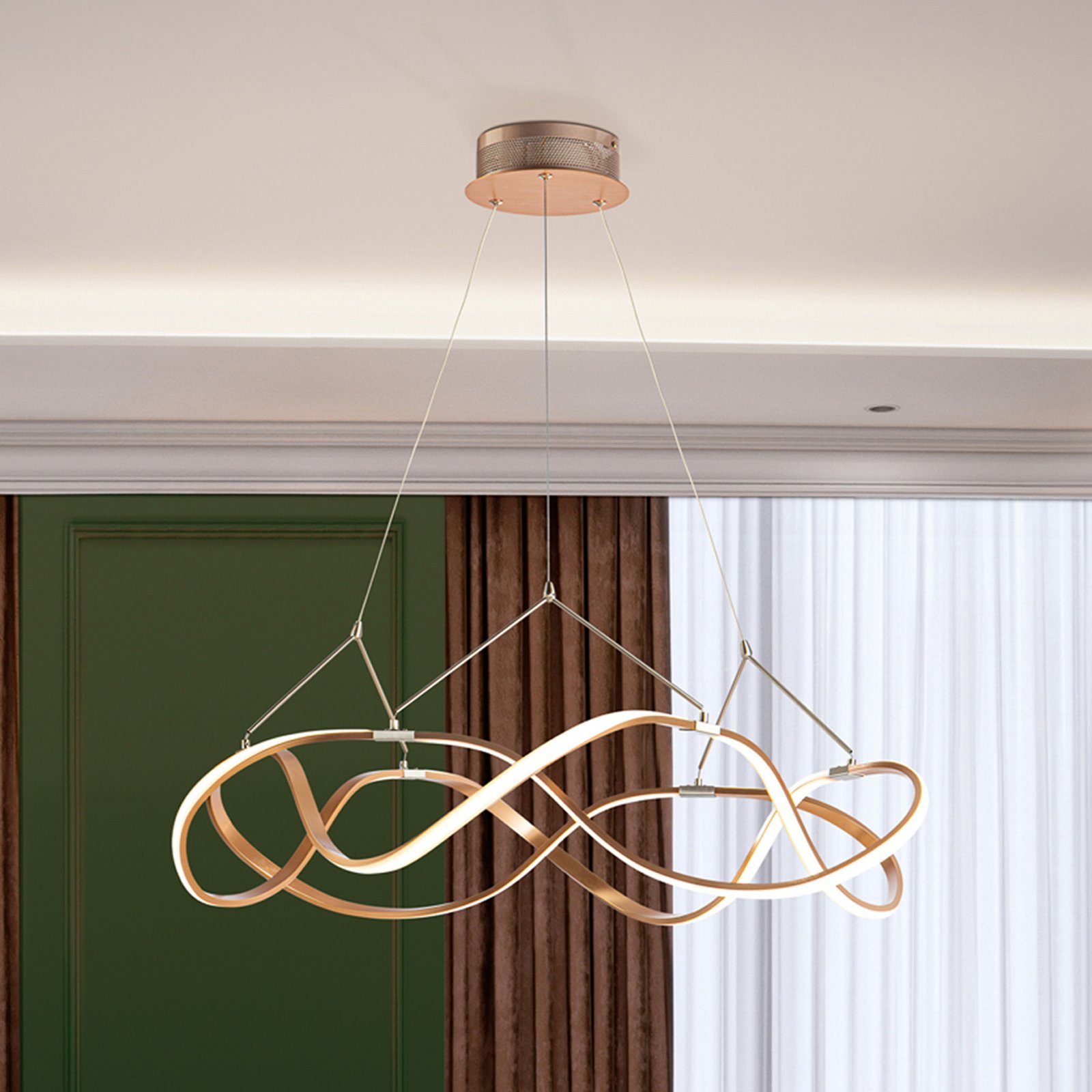 LED hanglamp Molly, roségoud, dimbaar, Ø 80 cm