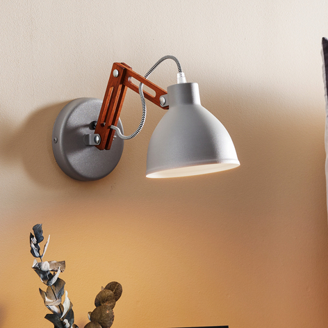 Vegglampe Skansen, justerbar trearm, grå