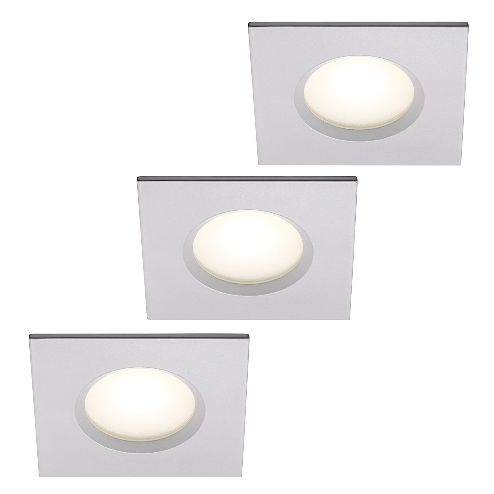 LED-Einbauleuchte Clarkson 2.700K 3er-Set, eckig