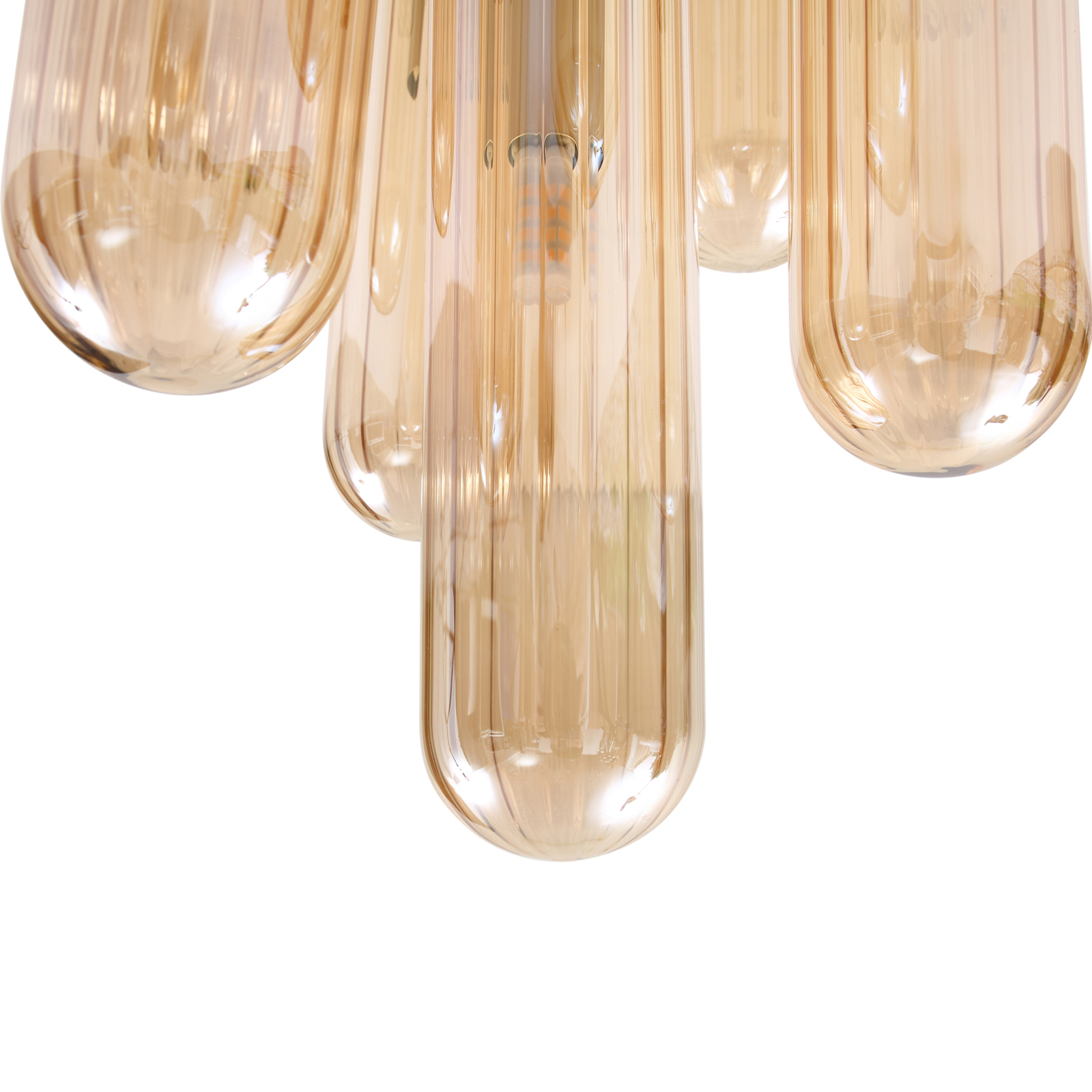 Lucande Freylin plafondlamp, amber, 7-lamps, glas