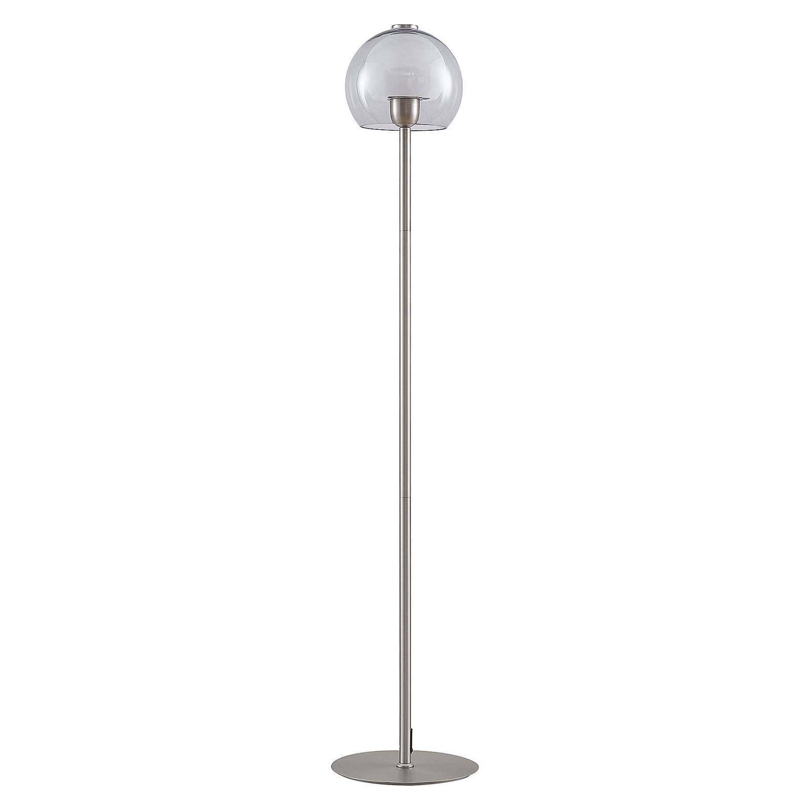 Lucande Kaiya floor lamp, glass lampshade, for Living / Dining Room, iron, glass, E27, 60 W, H: 126.5 cm