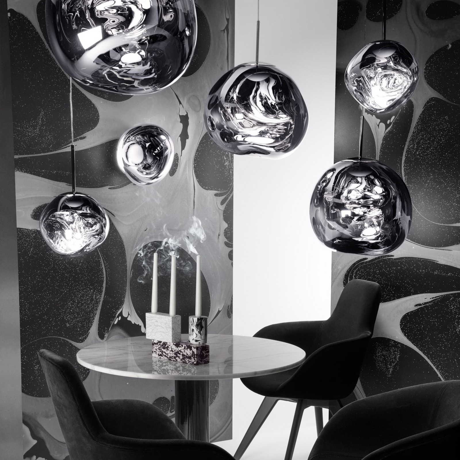 Tom Dixon Lampada LED a sospensione Melt, Ø 50 cm, cromo, plastica
