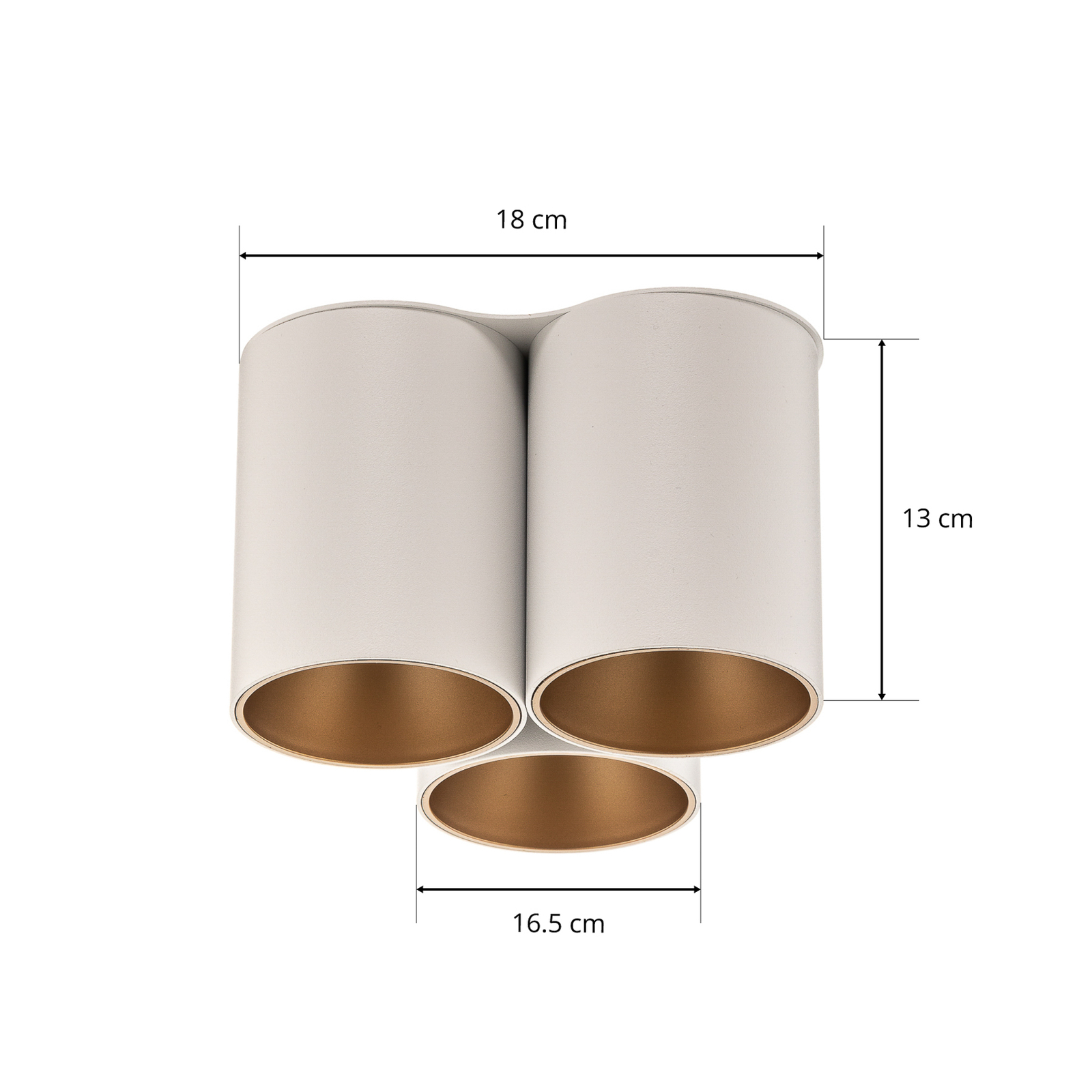 Eye Tone III ceiling light, white/gold