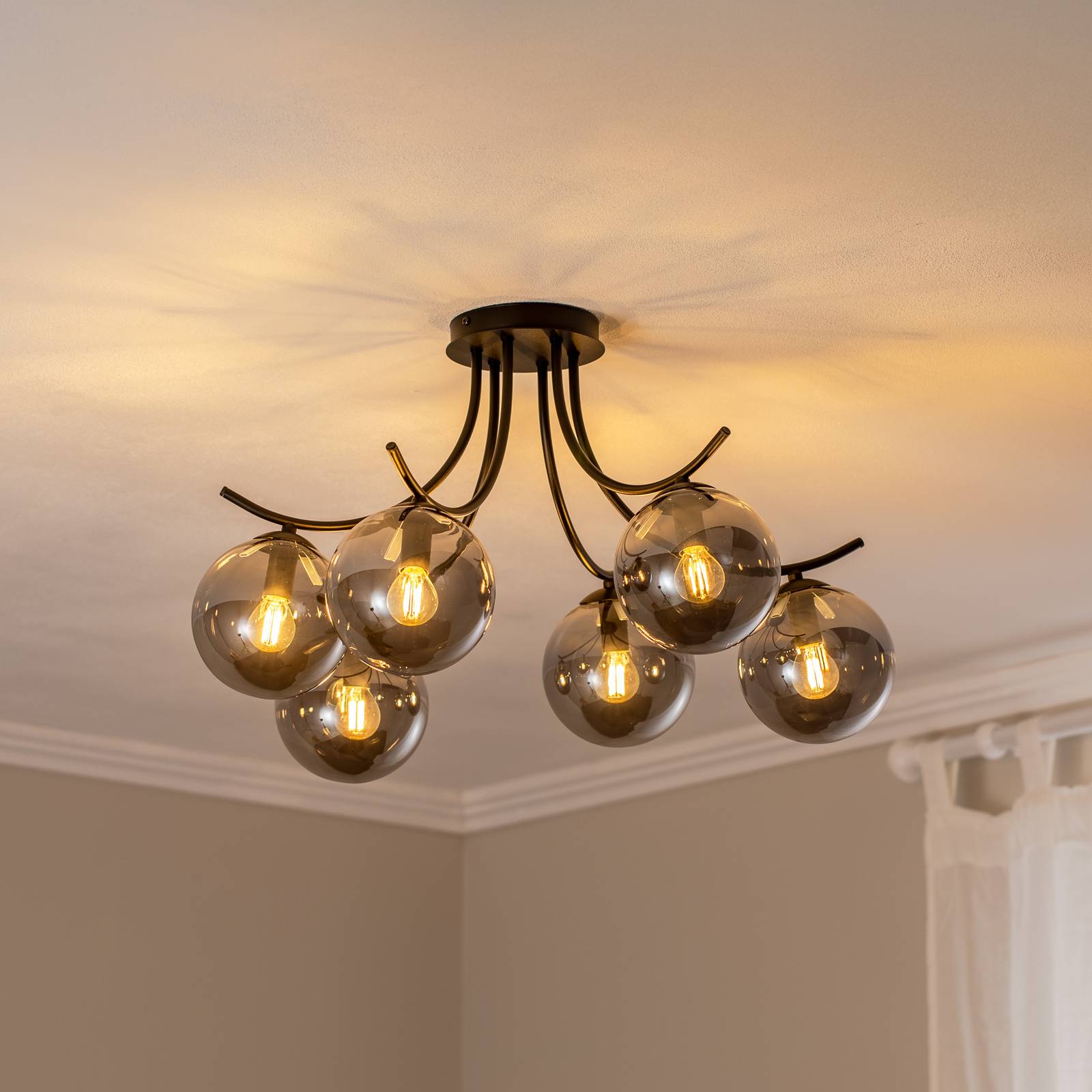 Lampa sufitowa Boston, czarna/grafitowa, 6-punktowa