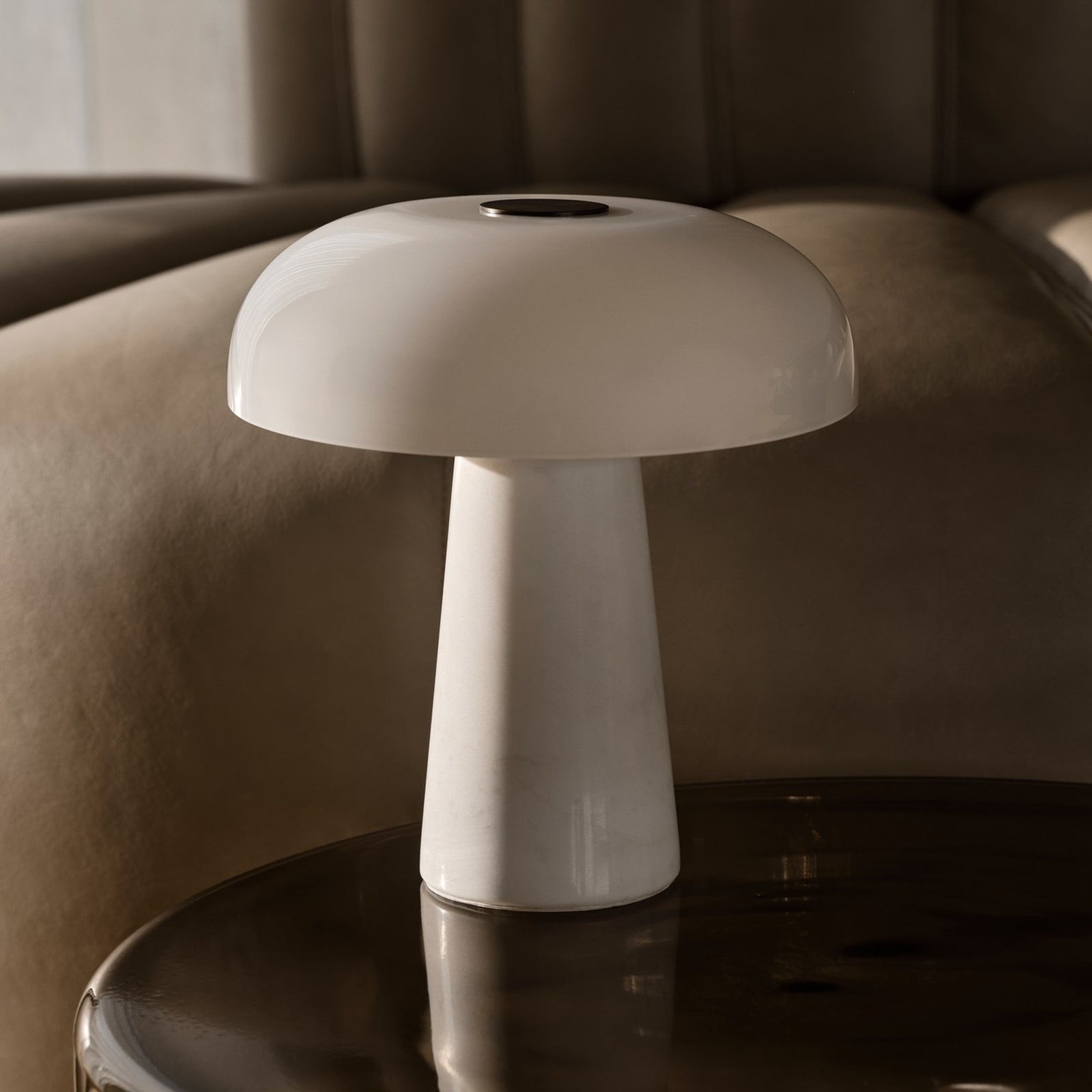 Glossy mini, LED-Akku-Tischleuchte, Marmor weiß, Nordlux