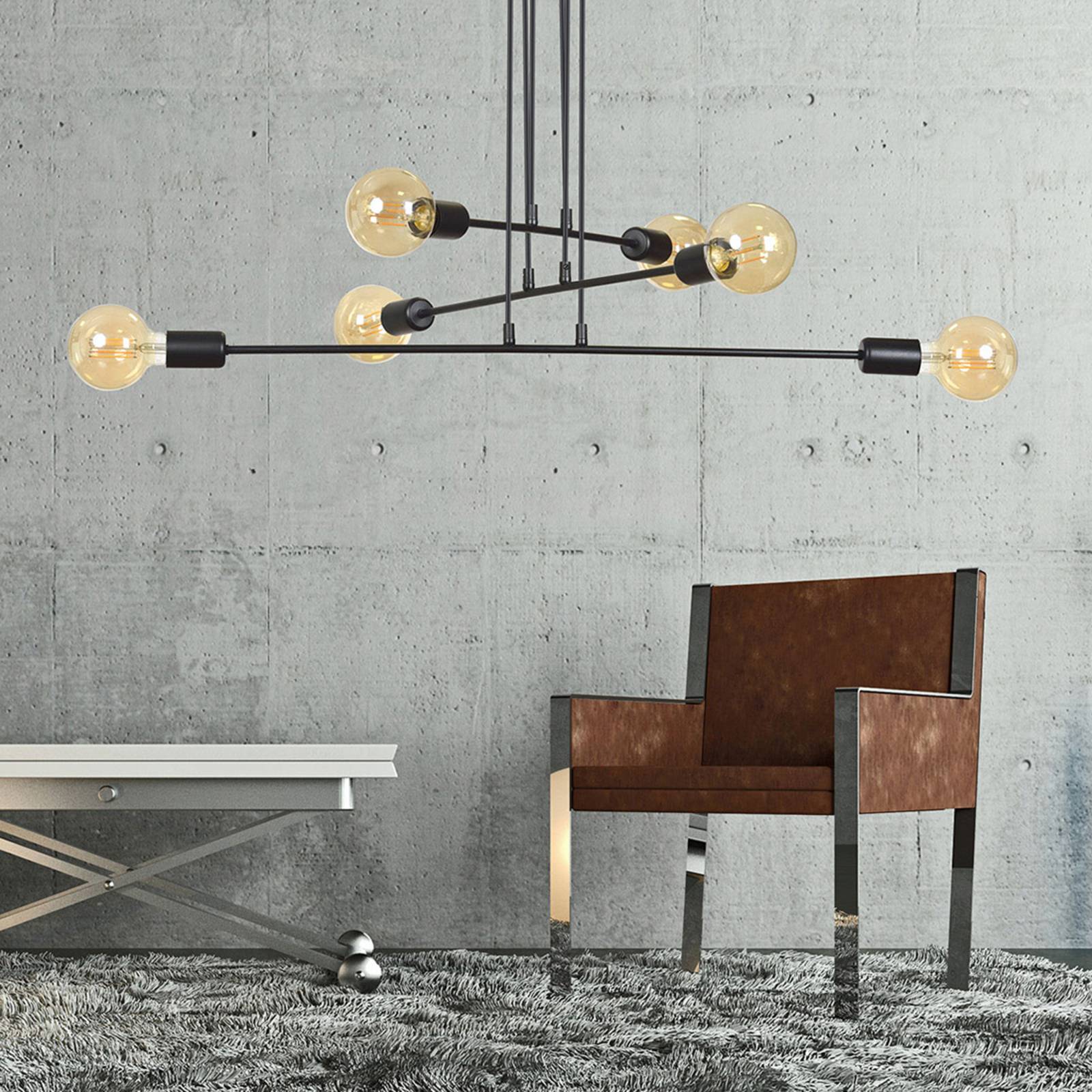 Suspension Multipo 6, à 6 lampes en noir