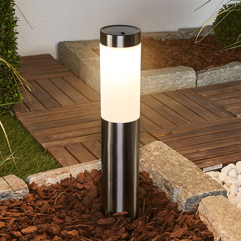 Solar-LED-Sockellampe Lenni, Edelstahl