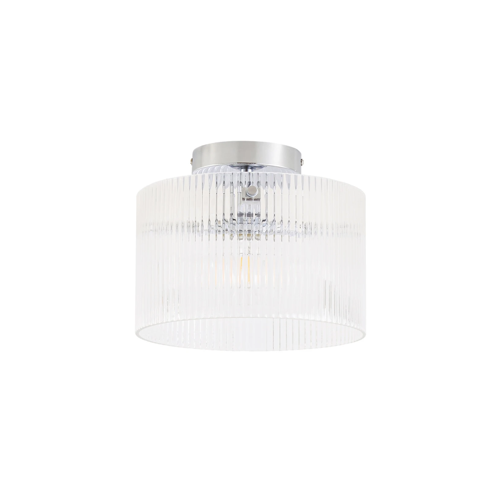 Lucande taklampe Meritt, krom/klar, Ø 25 cm, glass