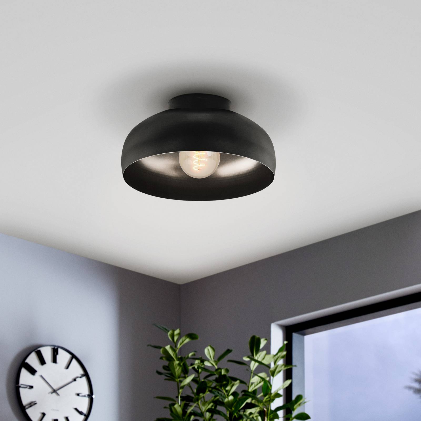 EGLO Mogano 2 Deckenleuchte, Ø28cm, schwarz günstig online kaufen